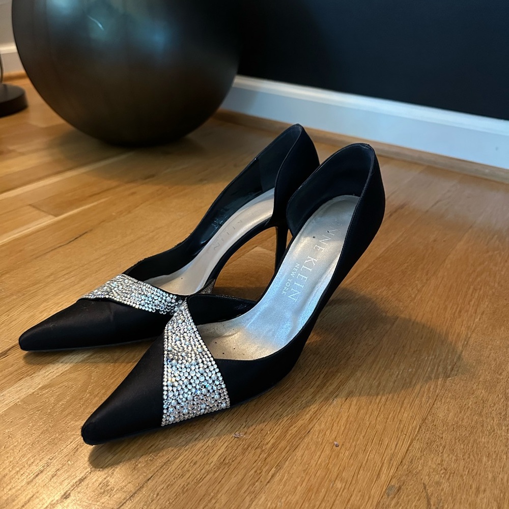 Anne Klein Black Heels with Silver Embellishment